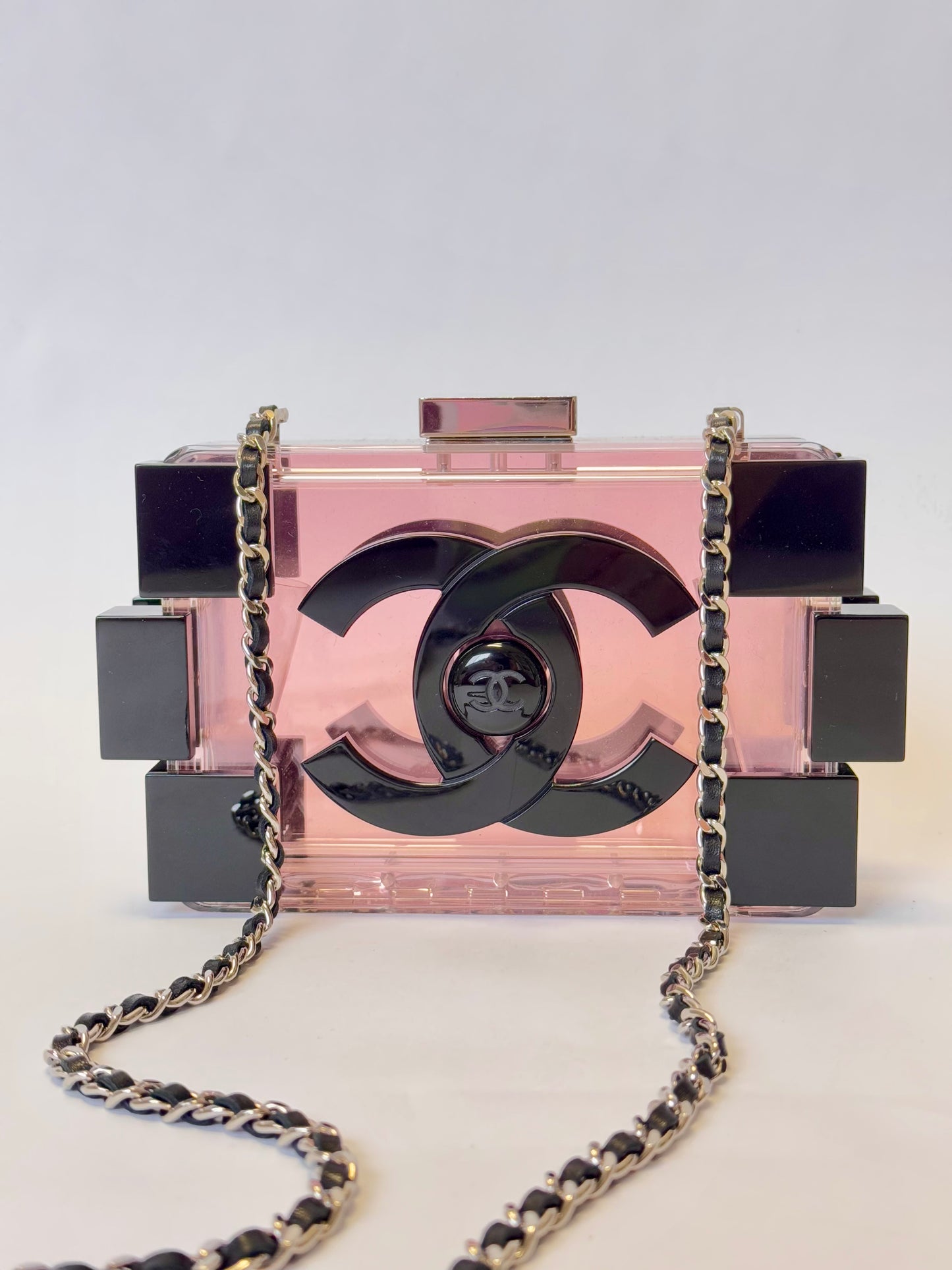 Chanel Plexiglass Pink Barcode Lego Minaudiere