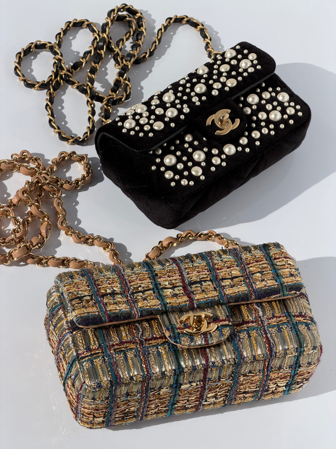 Chanel 19A Egyptian Mini Rectangular Flap Multicolor Tweed with Gold Hardware 2019