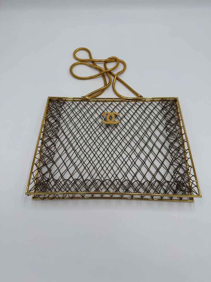 Chanel Spring 1997 Rare Gold Cage Shopping Tote