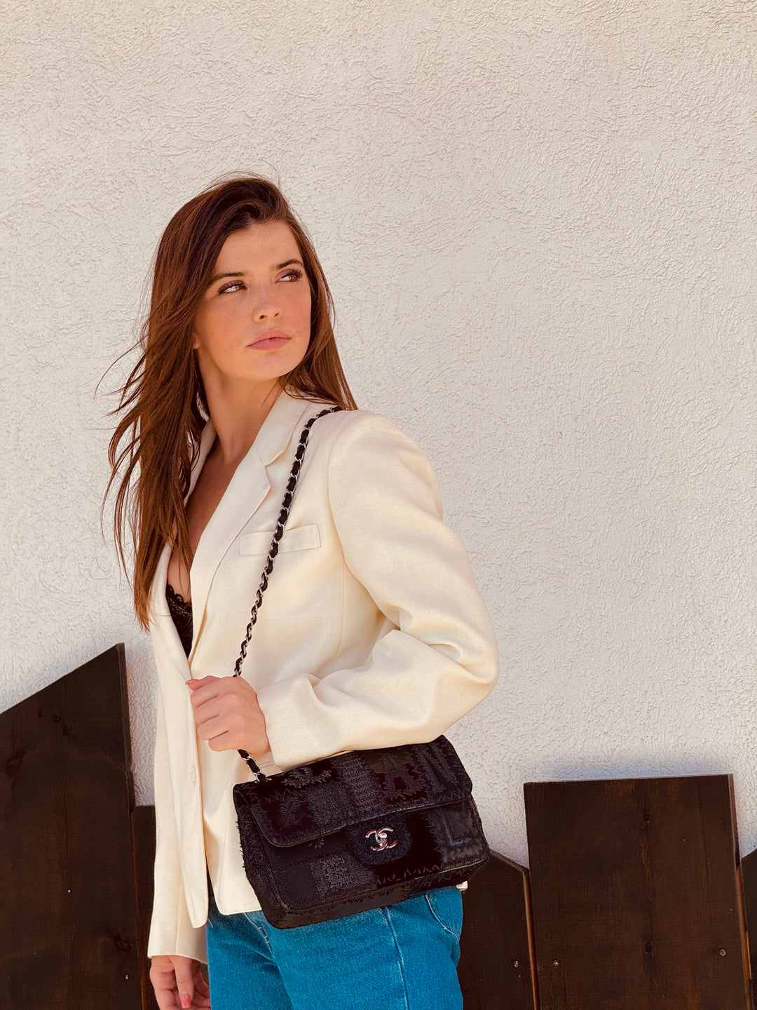 Chanel Black Patchwork Medium Single Flap Bag