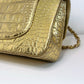 Chanel Metallic Gold Croc Embossed Medium Classic Flap Bag