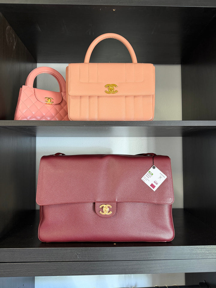 Chanel Maxi Flap Bag Burgundy Grained Calfskin Gold Tone Hardware Métiers D’Art 2026