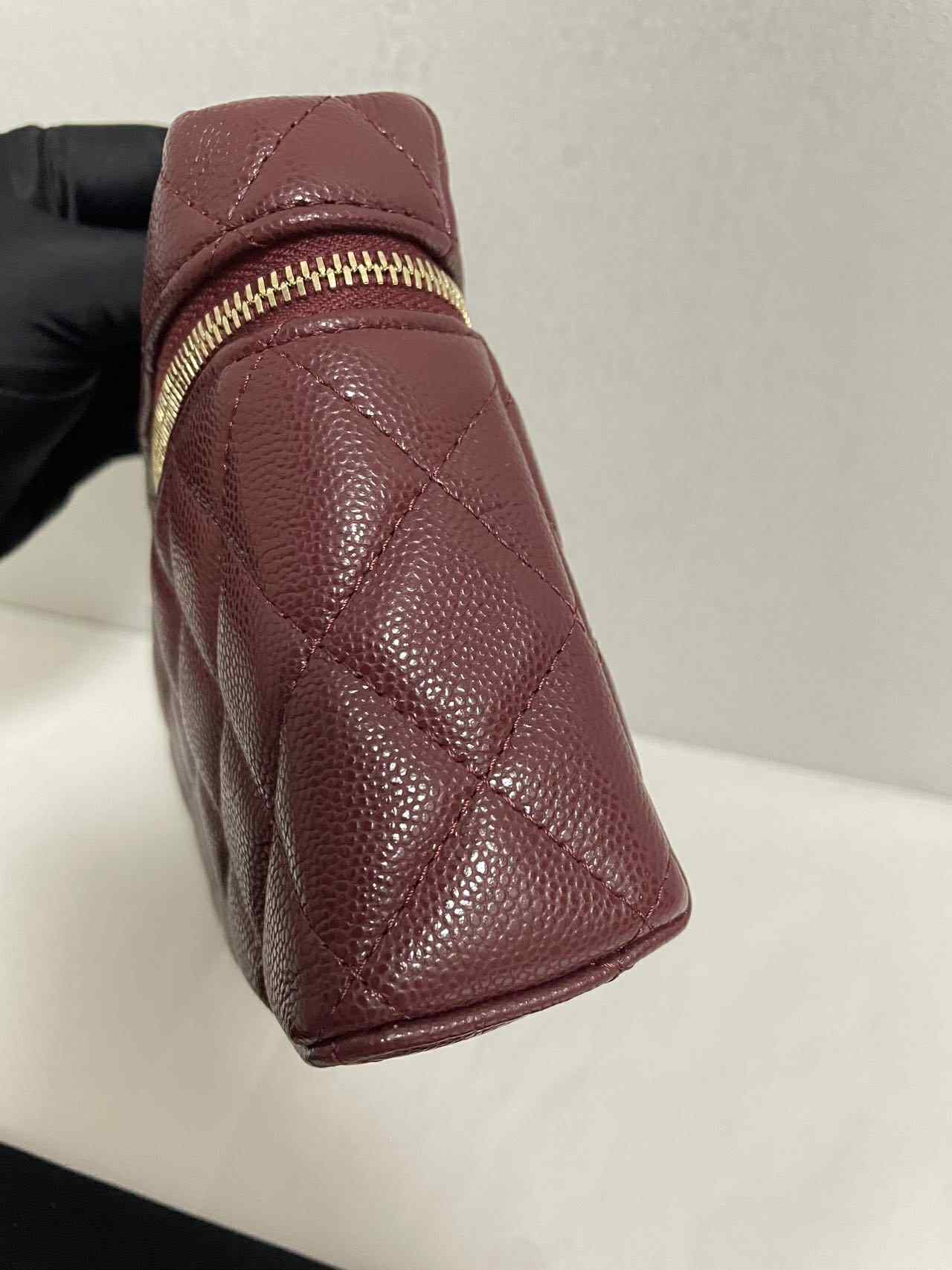 Chanel 25B Burgundy Caviar Slim Vanity Bag