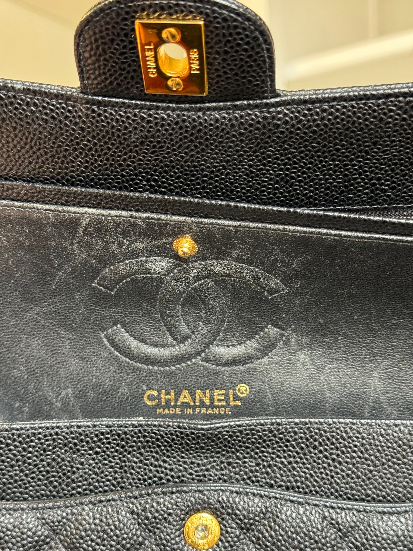 Chanel 6 Series Black Small Vintage Caviar Classic Flap Bag