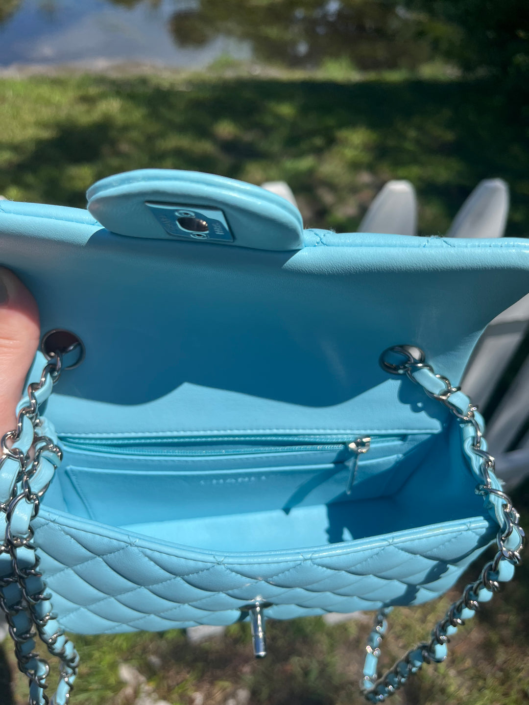 Chanel 21S Blue Neon Mini Flap