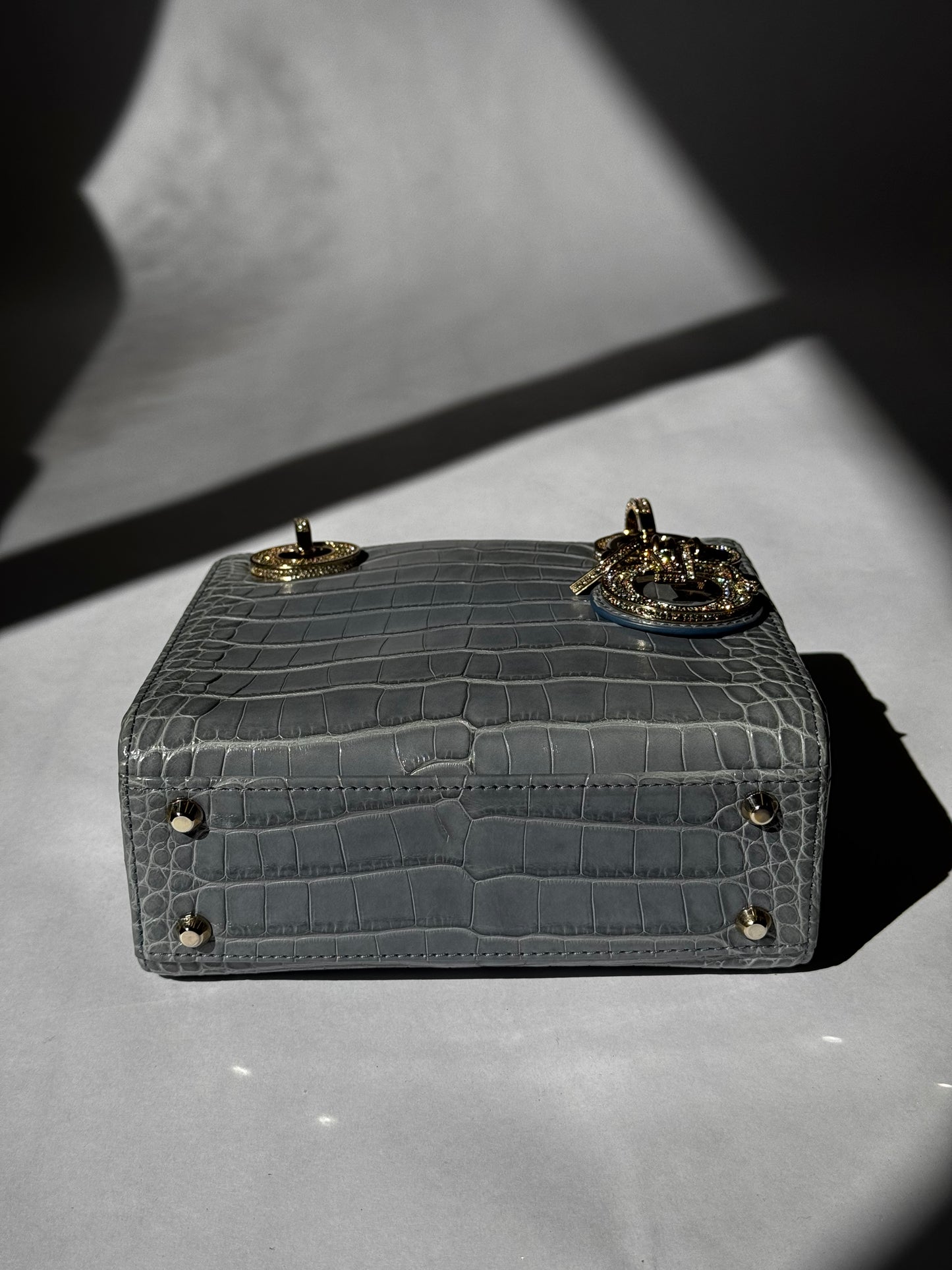 Lady Dior Baby Blue Crocodile Mini Top Handle