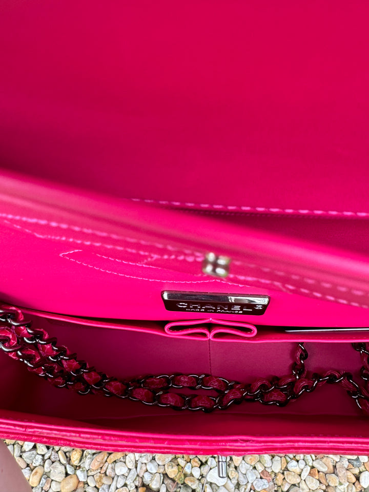 Chanel Fuschia Python Jumbo Double Flap