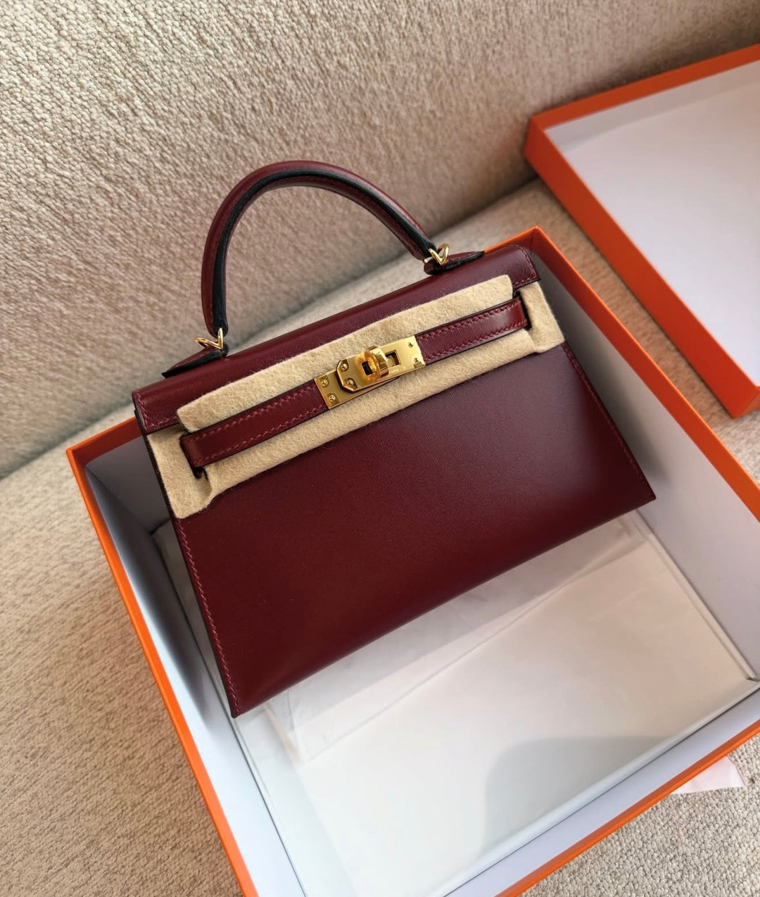 Hermès Mini Kelly Sellier 20 Rouge H Box Calf Leather Gold Hardware 2025