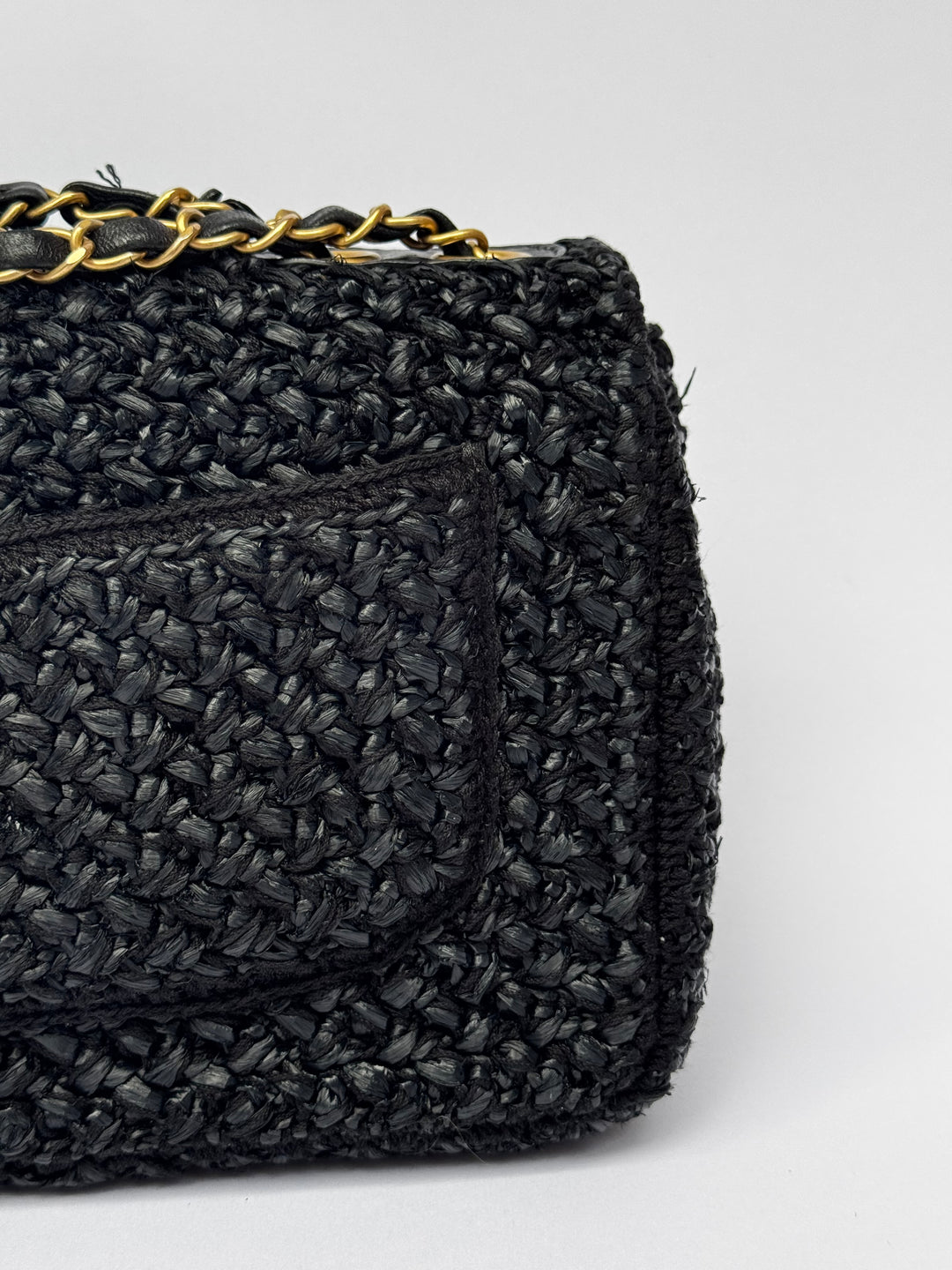 Chanel 18C Black Ancient Greece Raffia Crochet Flap Bag