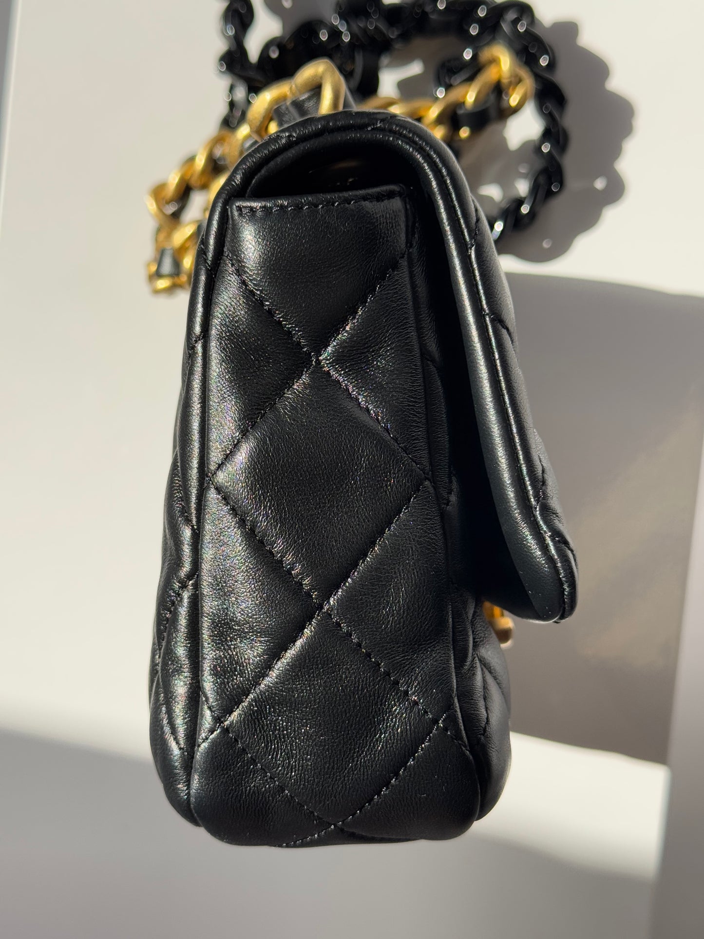 Chanel Lacquered Metal Small CC Lambskin Flap Bag