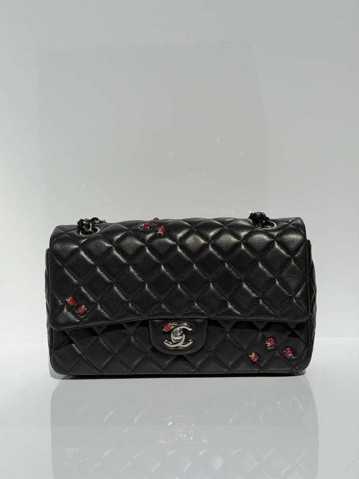 Chanel Medium Ladybug Flap Black Lambskin Silver Hardware 2011