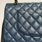 Chanel 18C Navy Blue Medium Caviar Double Flap Bag