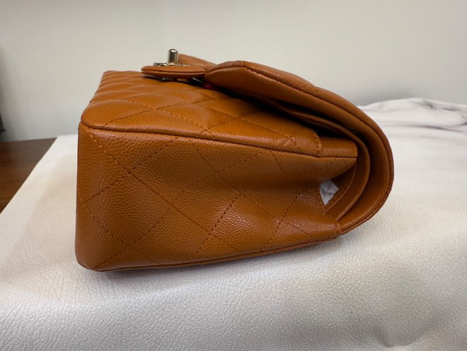 Chanel 21A Small Caramel Caviar Classic Flap Bag + LGHW