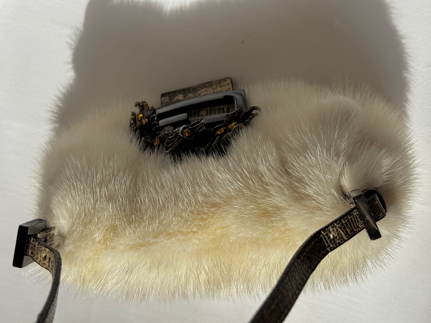 Fendi Mini Mink Fur Embellished Baguette