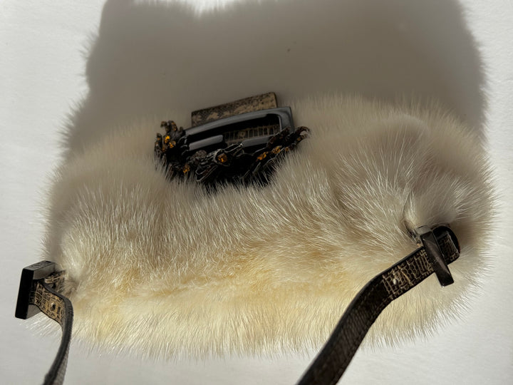 Fendi Mini Mink Fur Embellished Baguette