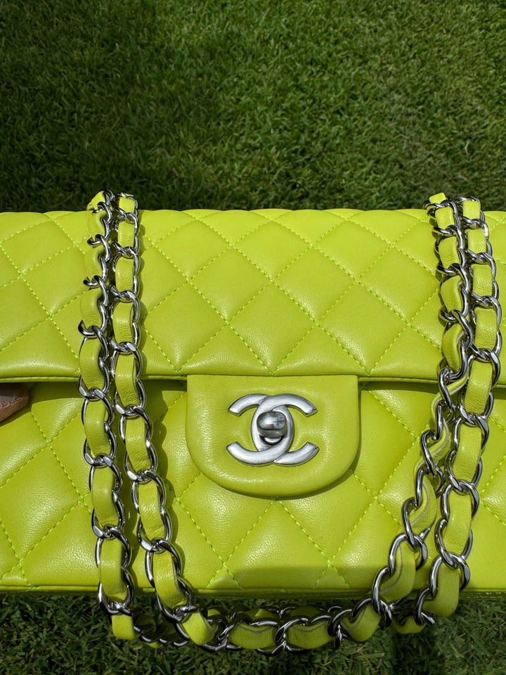 Chanel 21S Yellow Neon Lambskin Medium Flap Bag
