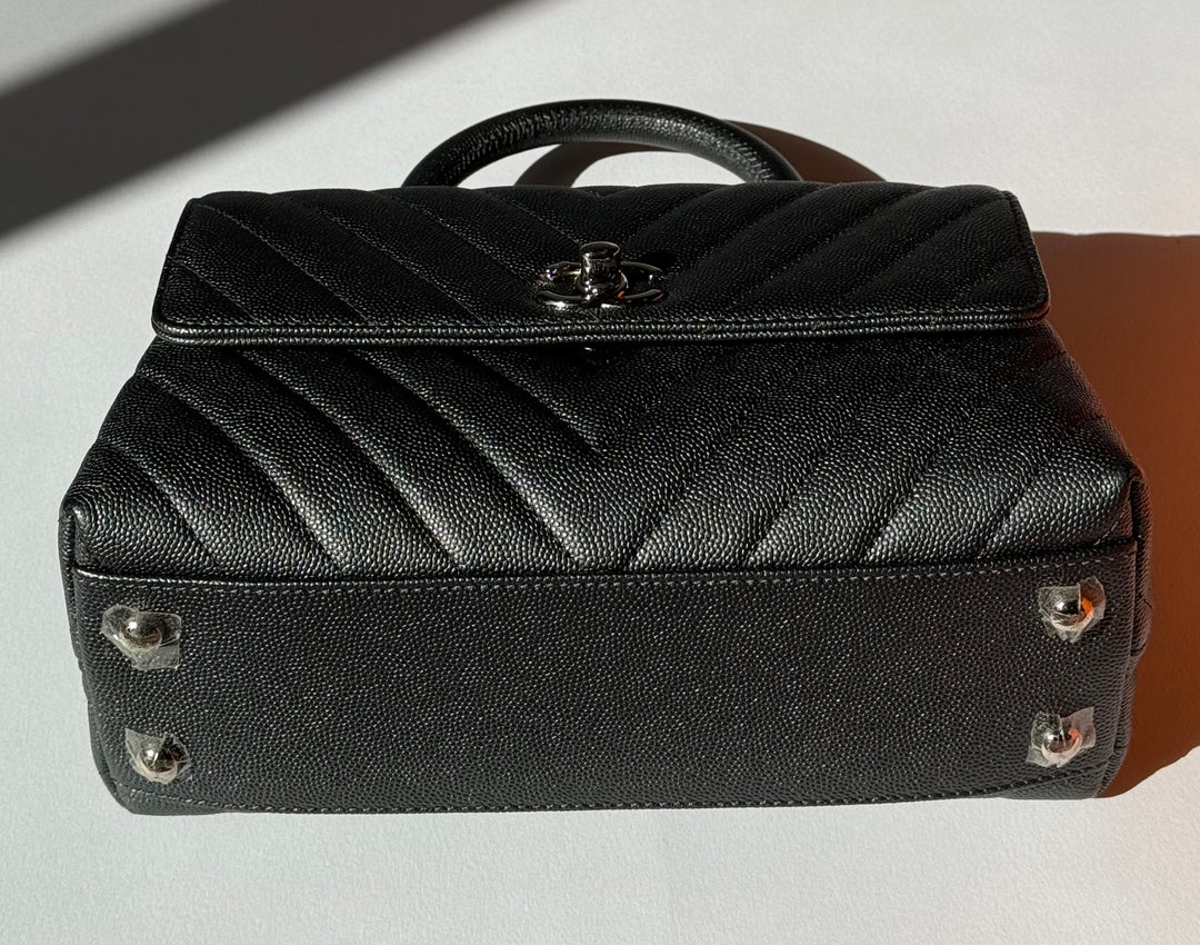 Chanel Small 19K Grey Caviar Coco