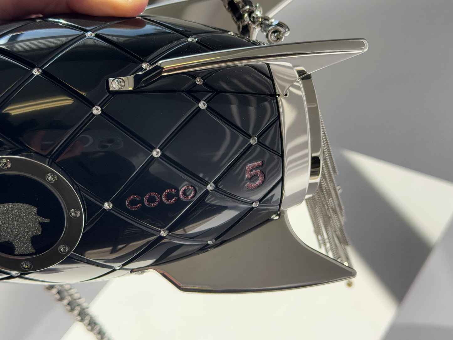 Chanel Limited Edition Black Lucite and Crystal Rocket Ship