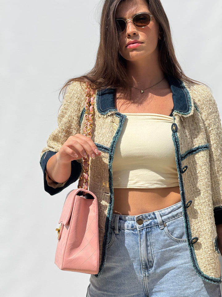 Chanel 1991 Pink Vintage Lambskin Maxi Flap Bag