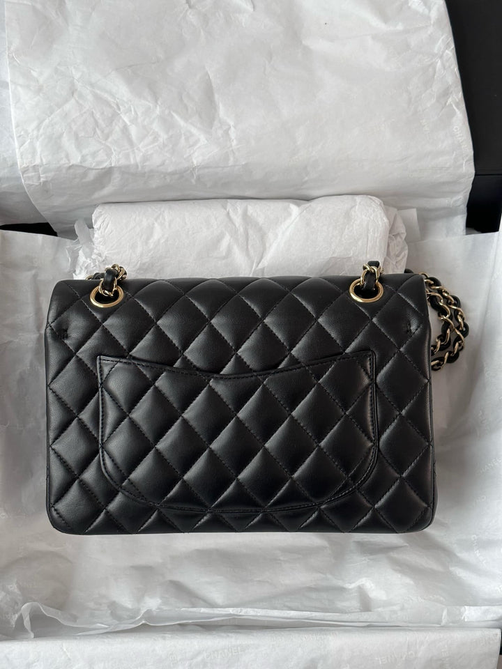 Chanel Small Black Lambskin Classic Flap Bag + GHW
