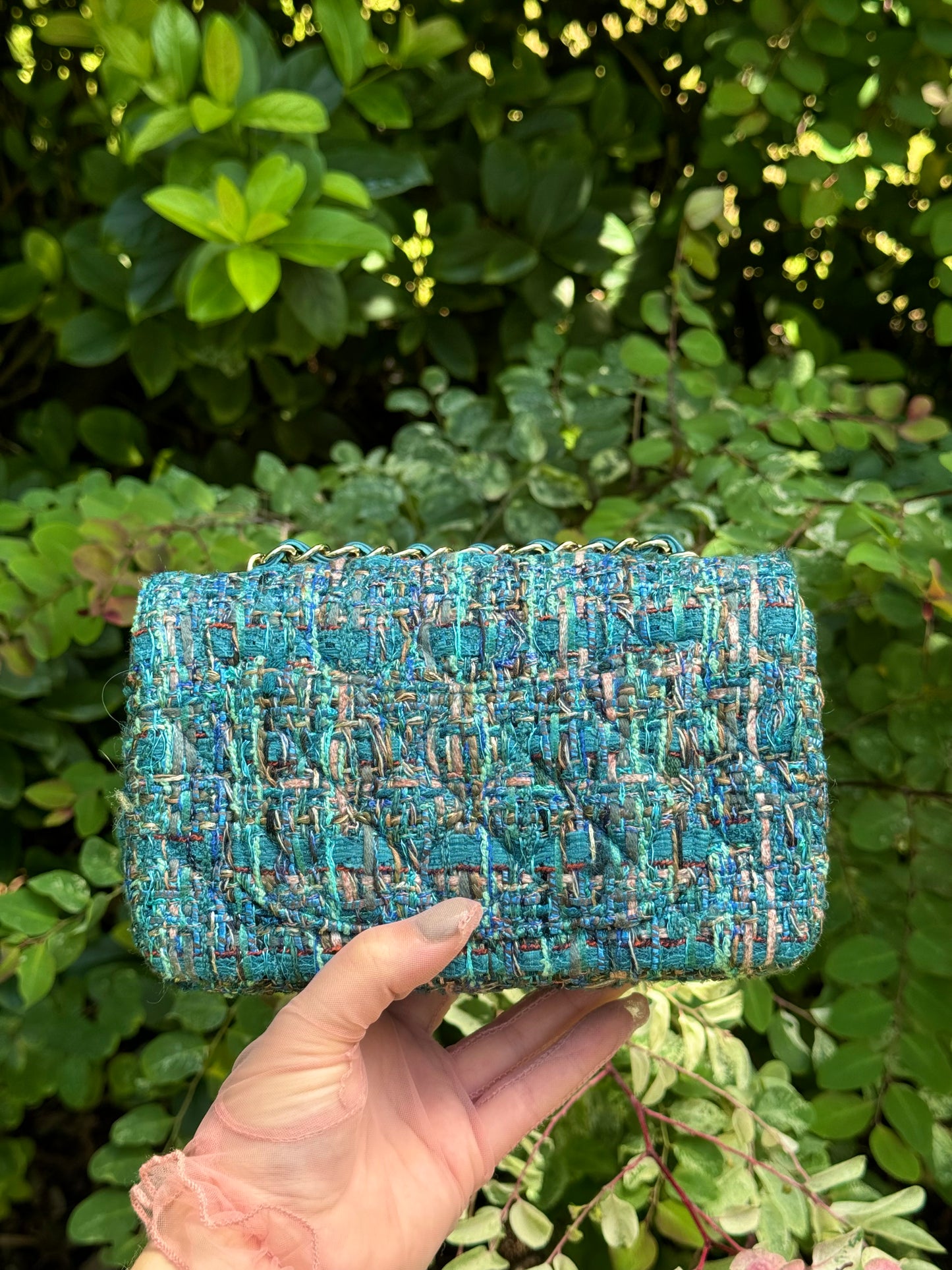 Chanel 19A Blue Egypt Tweed Mini Flap