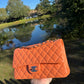 Chanel 21S Orange Neon Lambskin Medium Flap Bag