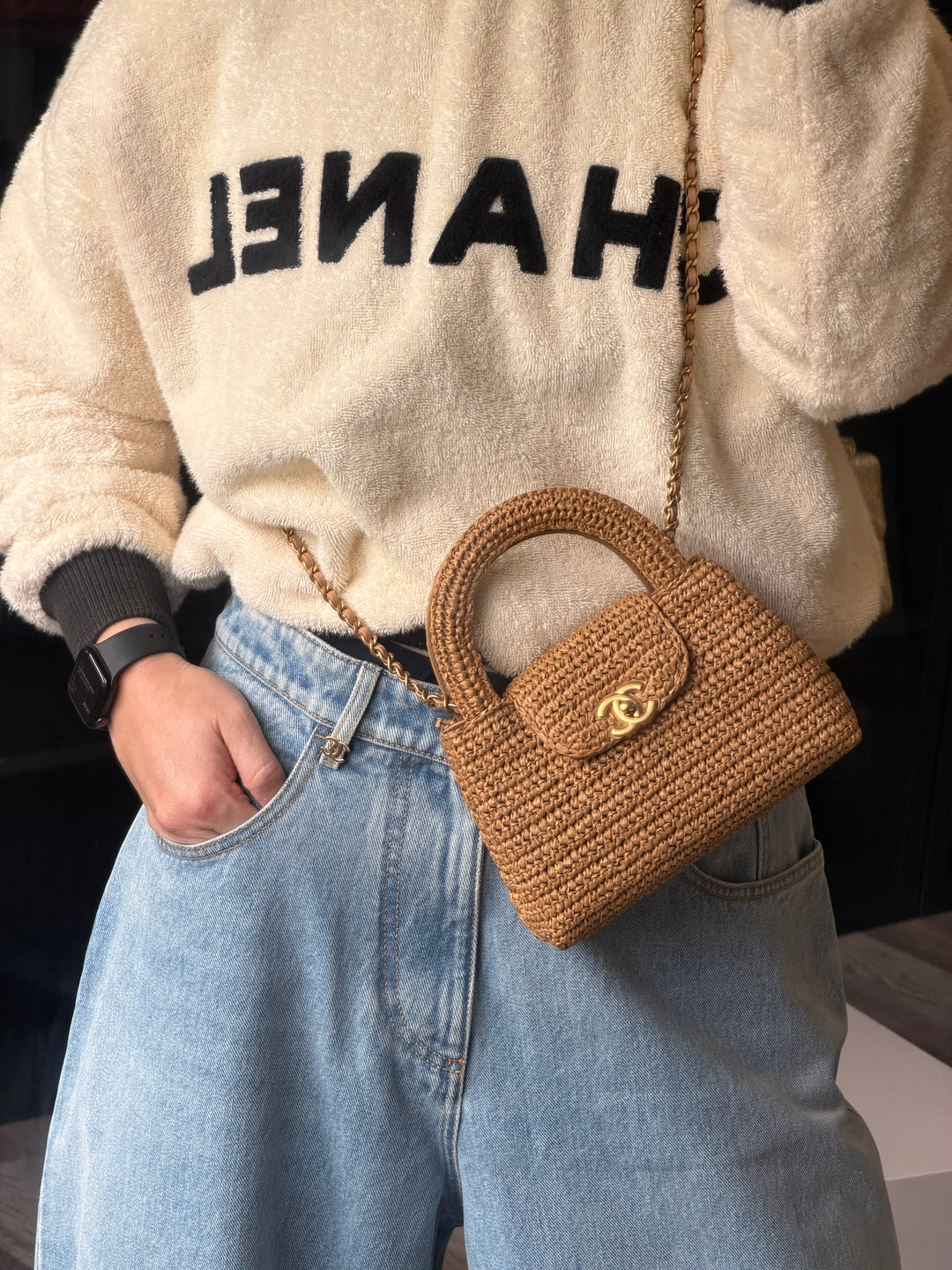 Chanel Mini Kelly Bag Tan Braided Raffia Gold Tone Hardware 2026