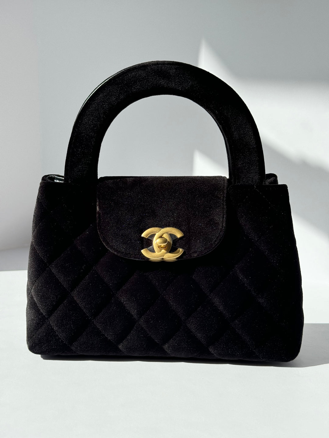 chanel mini velvet backpack Chanel 2024 Black Velvet Mini Kelly – Its A Luv Story