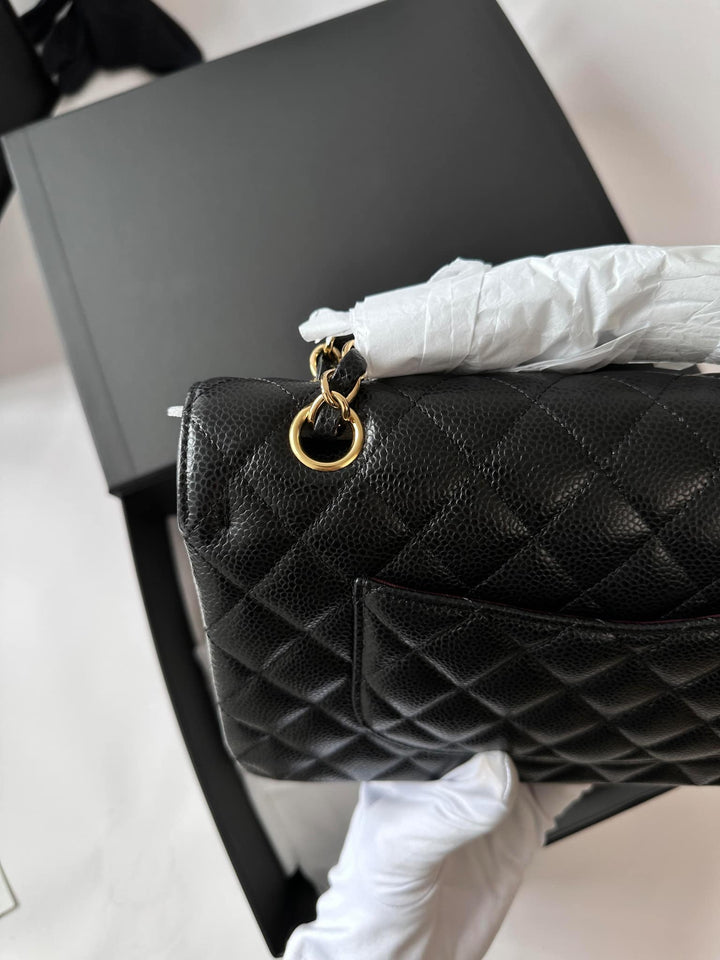 Chanel Black Medium Caviar Double Flap Bag GHW