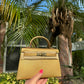 Hermes Mini Sellier Gold Metallic Chevre Dore Kelly 20