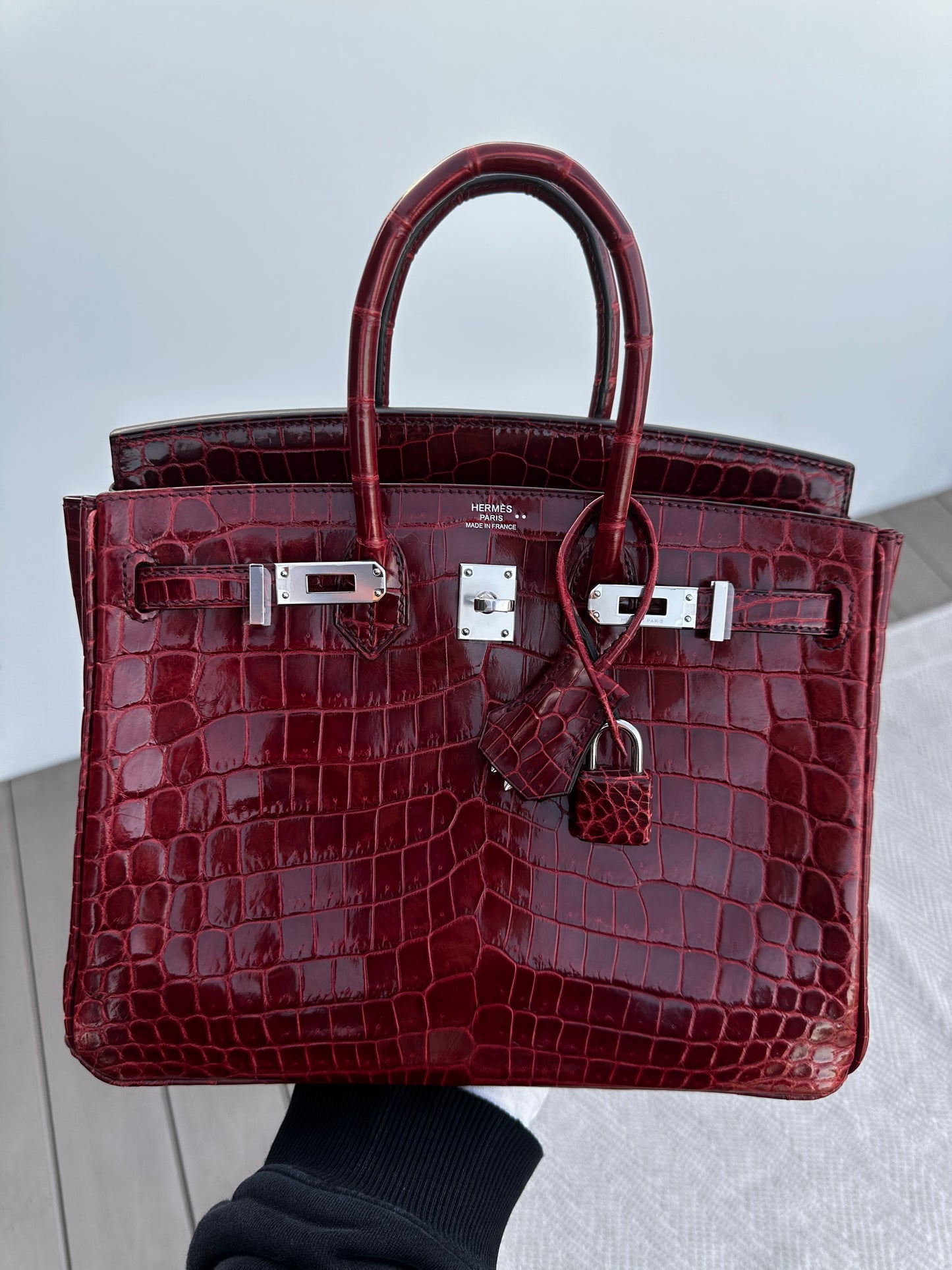 Hermes 2016 Bourgogne Shiny Niloticus Crocodile Birkin 25