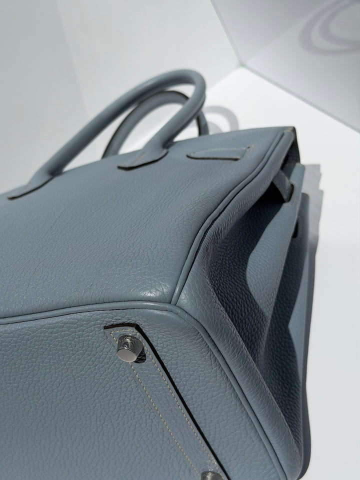 Hermès Birkin 30 Bleu Lin Togo Palladium Hardware 2012