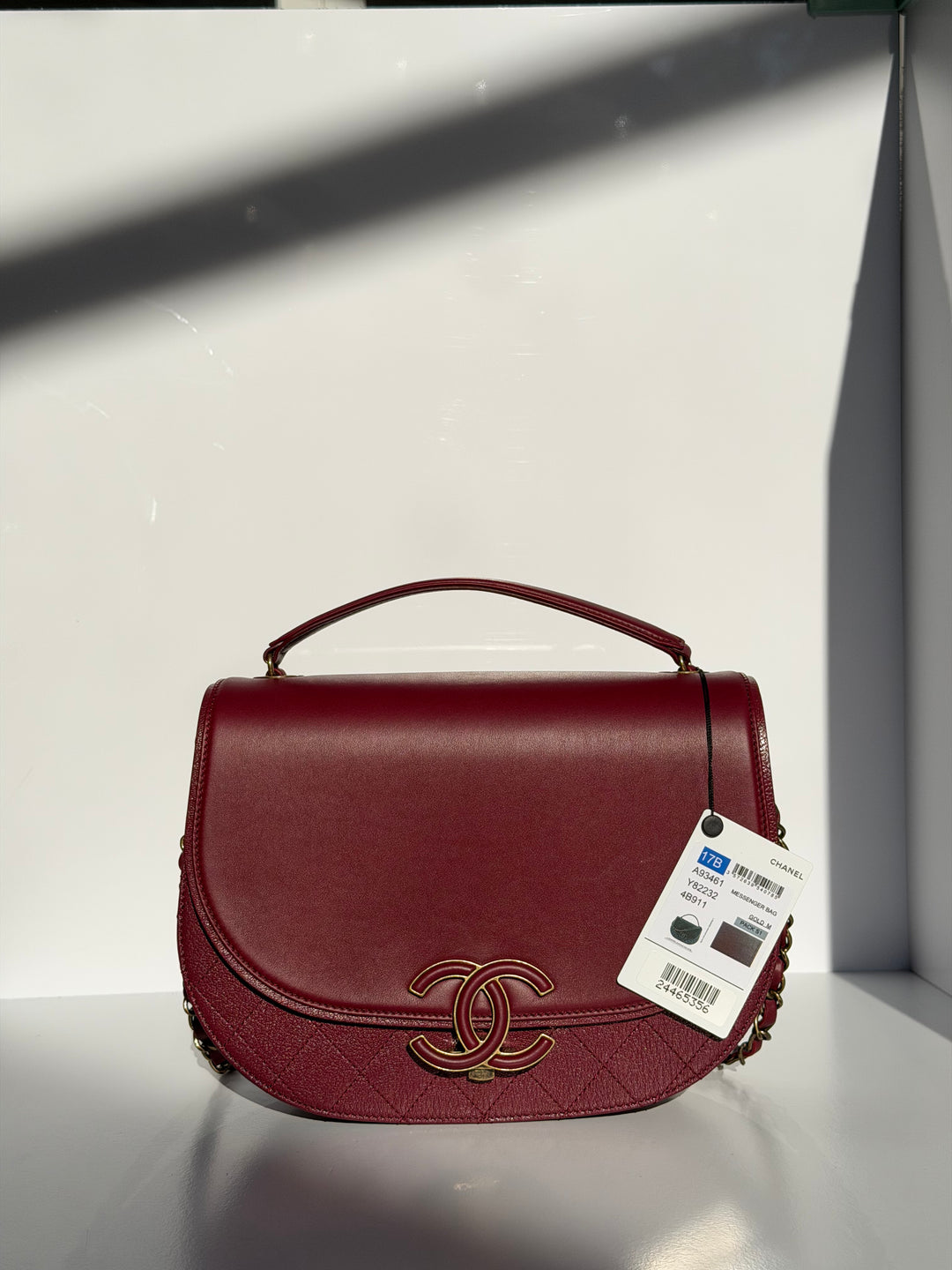 Chanel 17B Small Burgundy Coco Curve Messenger Flap Bag