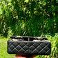 Chanel Metallic Gold and Black Lambskin Camellia Rose Appliqué Medium Flap Bag