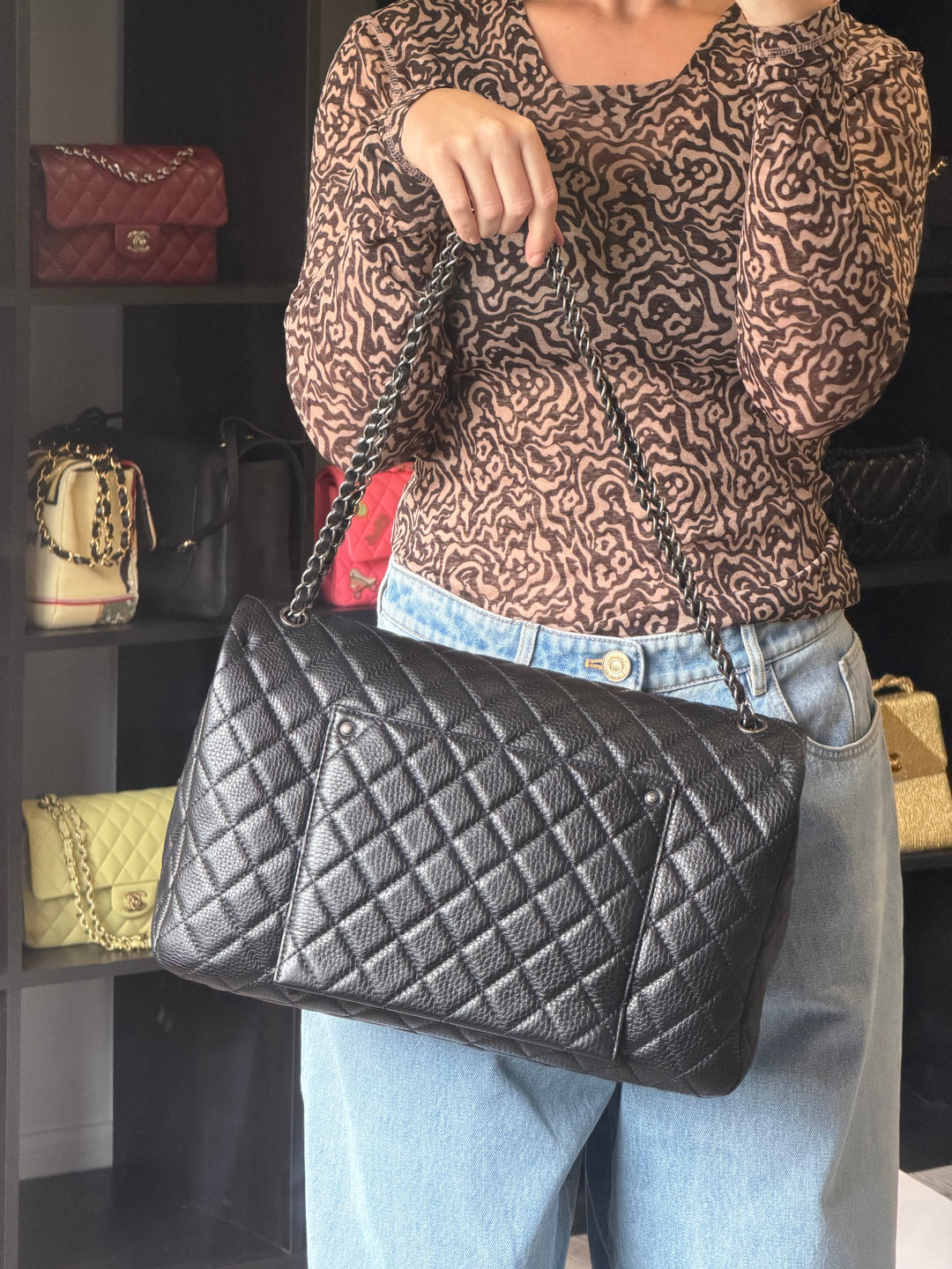 Chanel Small XXL Travel Flap Bag Black Quilted Calfskin Ruthenium Hardware 2020