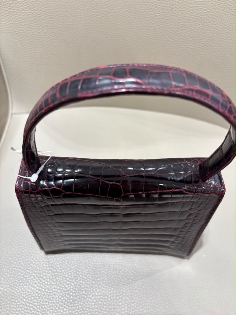 Chanel Mini Kelly Top Handle Bag Bordeaux Alligator 24K Gold-Plated Hardware 1997