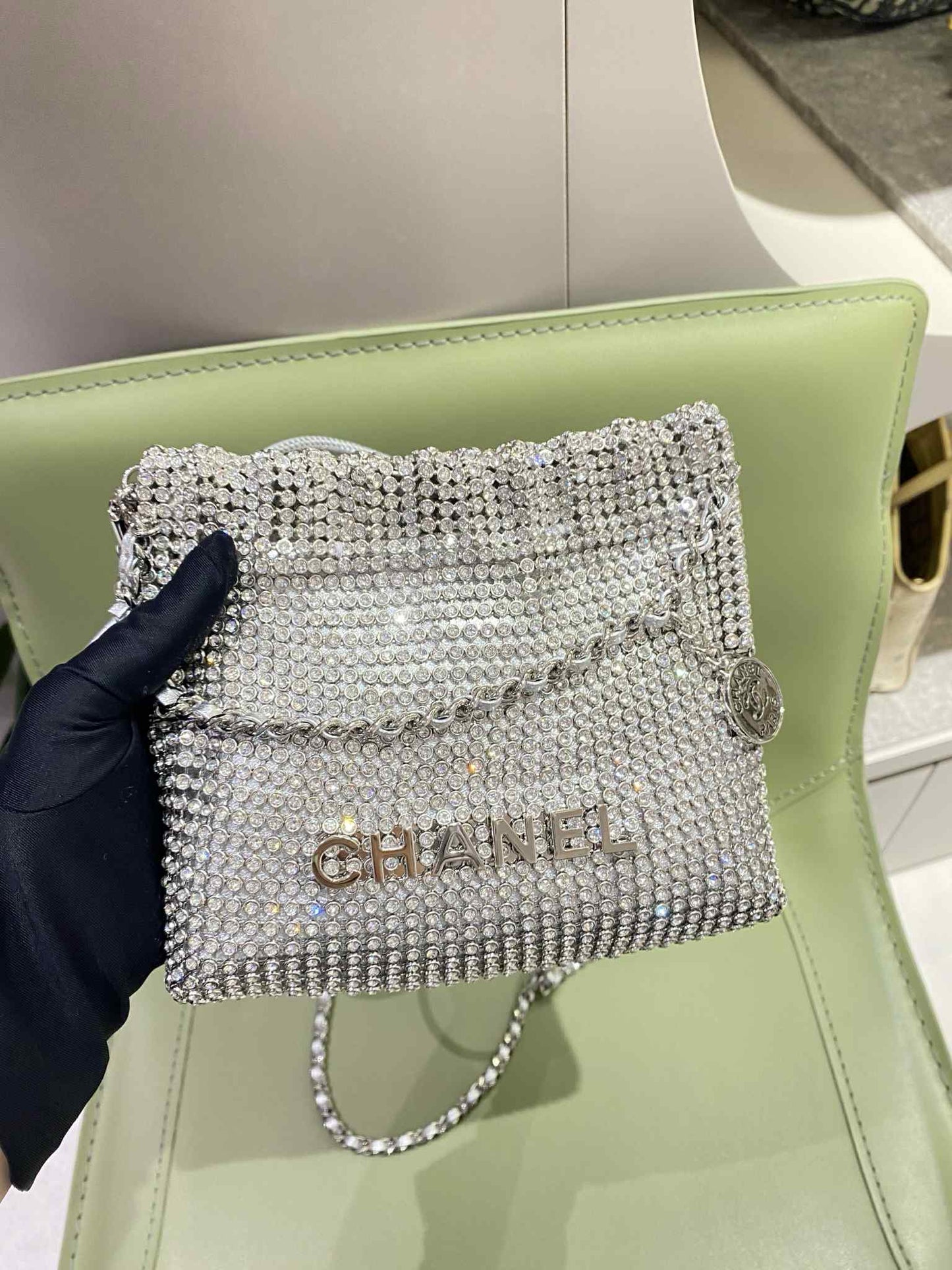Chanel Crystal Embellished Metallic Mini 22