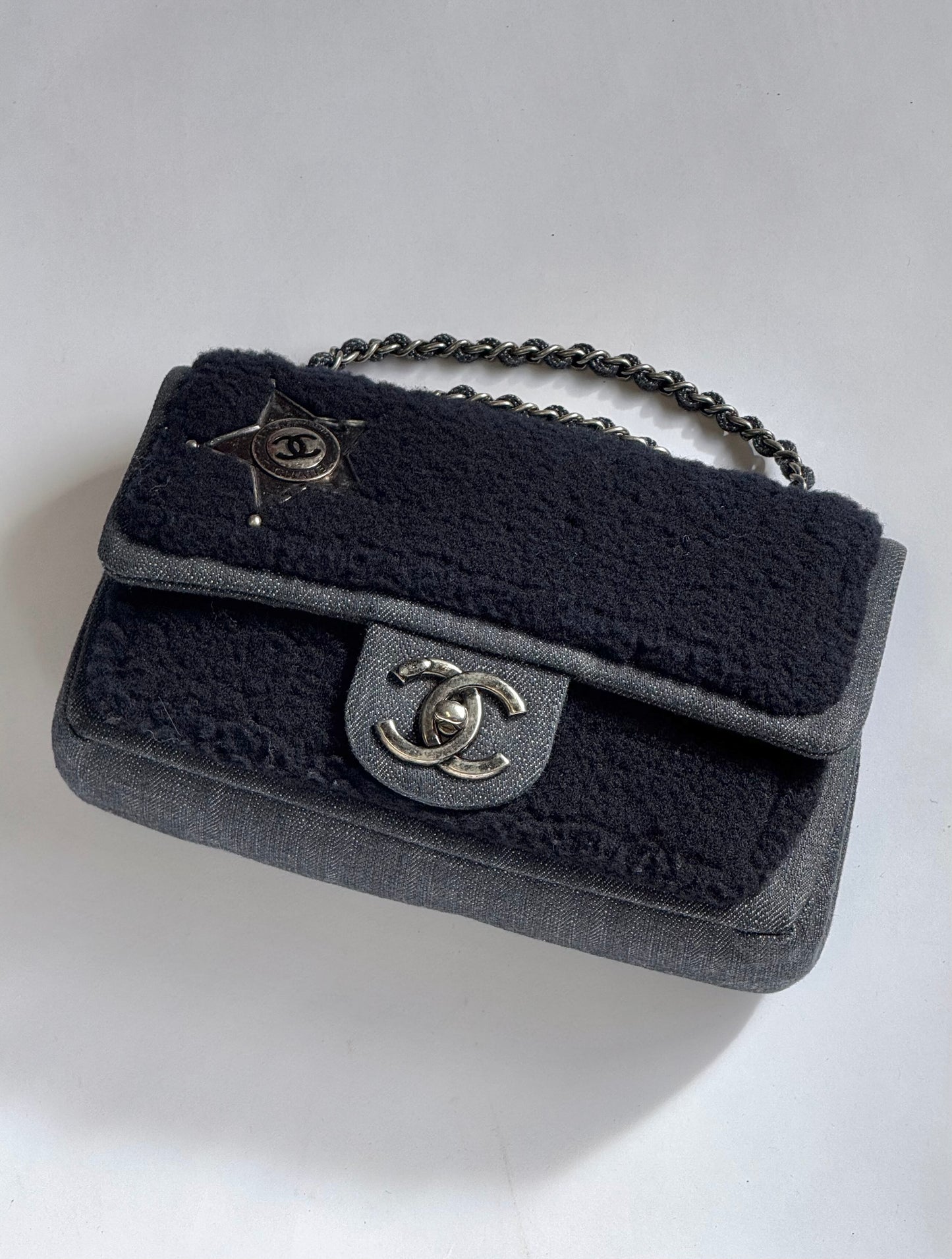 Chanel Paris Dallas Mini Denim & Shearling Flap Bag