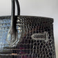 Hermes 18K Yellow Gold Diamond Black Porosus Crocodile Birkin 35