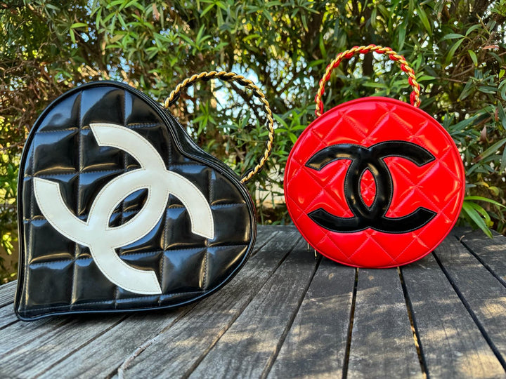 Chanel 1995 Red Patent Round Vanity