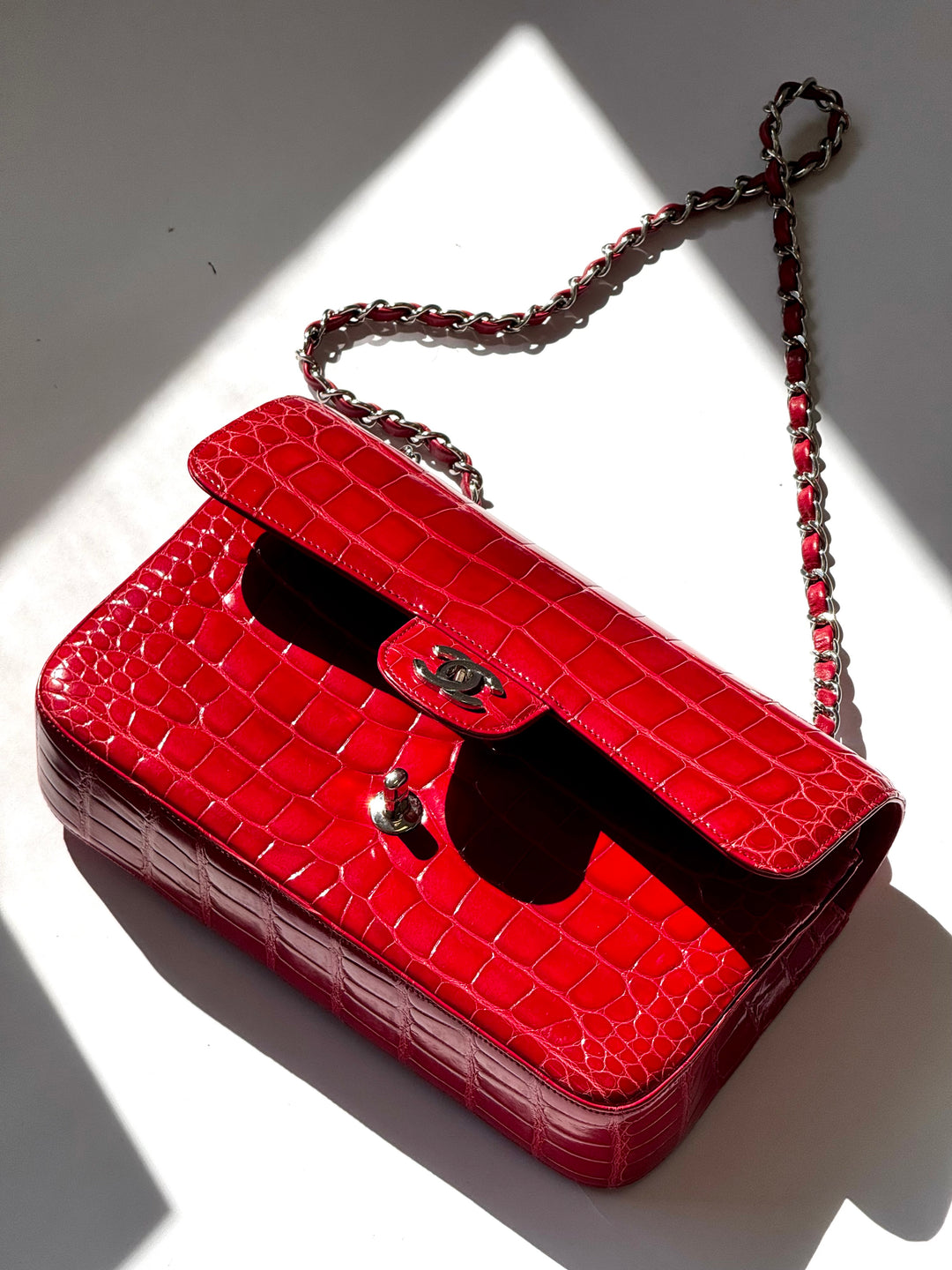 Chanel Red Alligator Medium Classic Flap Bag