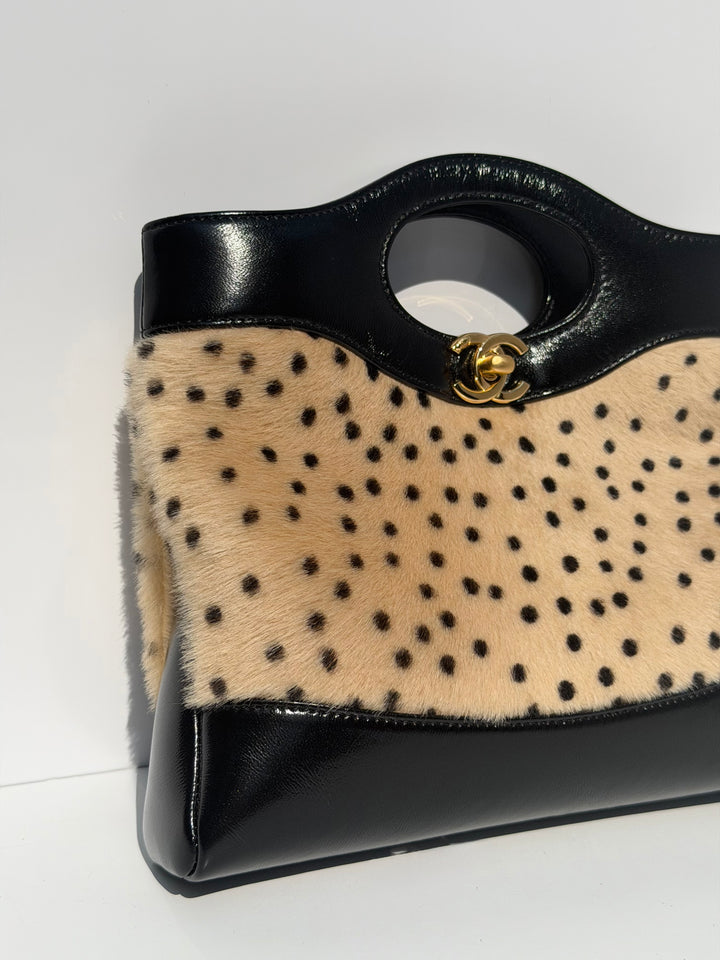 Chanel 31 Mini Shopper Cheetah Print Pony Hair & Black Shiny Lambskin Gold Hardware Métiers d’Art 2026