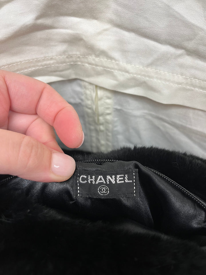Rare Vintage Chanel Rabbit Lapin Fur Muff Bag Hand Warmer