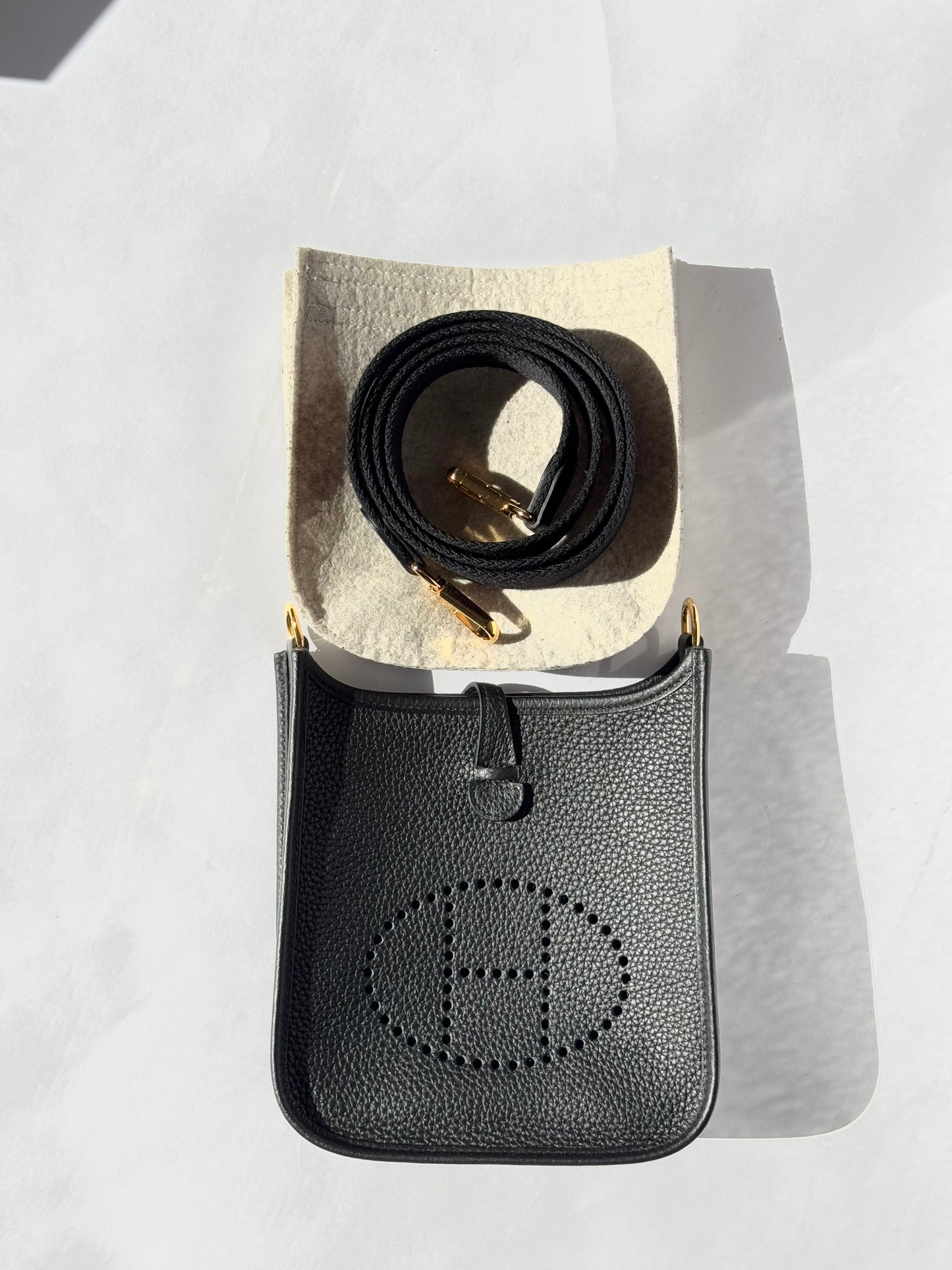 2024 Hermes Black Clemence Mini Evelyne TPM GHW