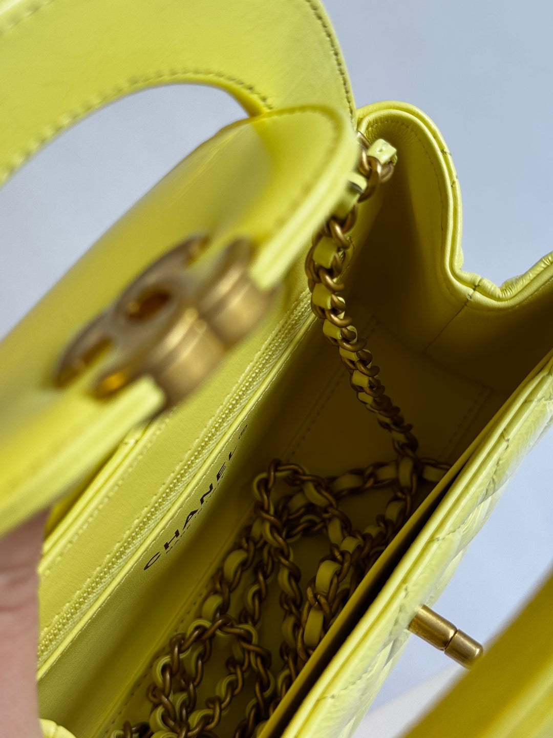 Chanel 2025 Yellow Shiny Calfskin Mini Kelly