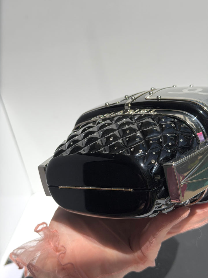 Chanel Ski Gondola Swarovski Minaudière Black Silver Hardware 2019