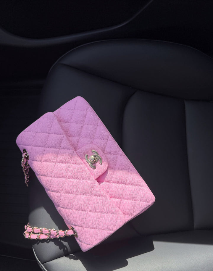 Chanel Small Classic Double Flap Caviar Pink Light Gold Hardware 2023