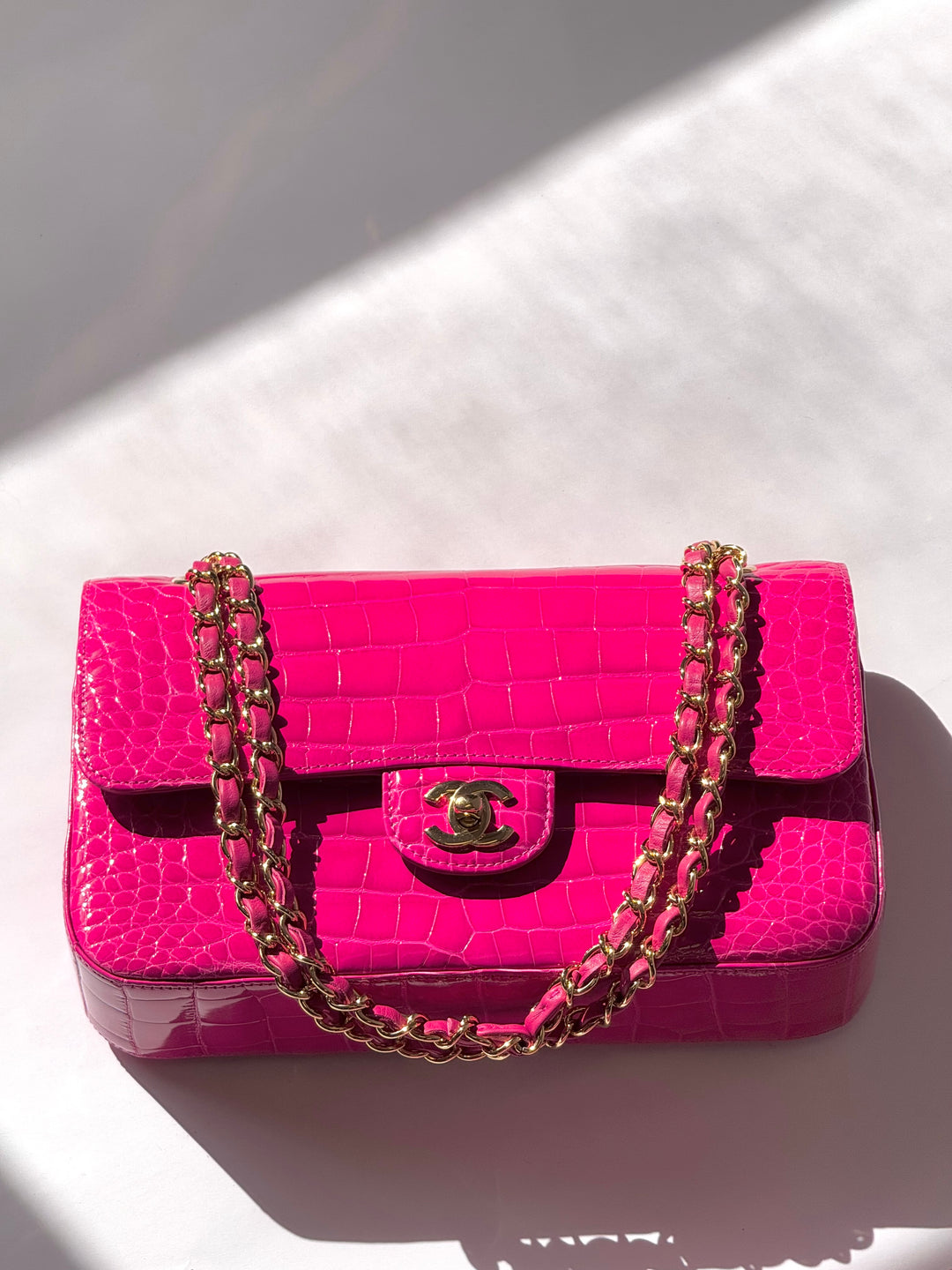 Chanel Fuchsia Alligator Medium Classic Flap Bag