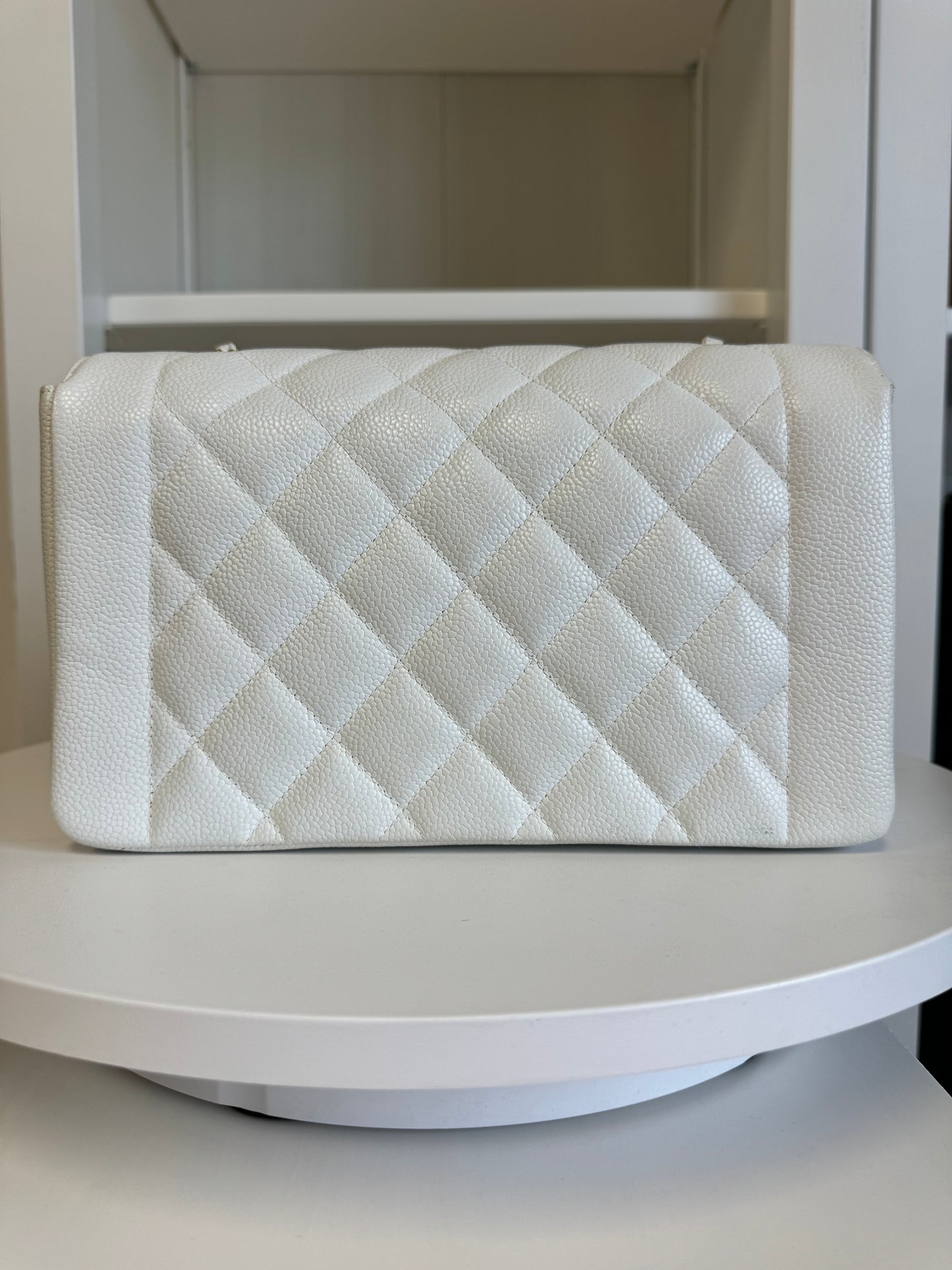 Chanel Snow White 24K Medium Caviar Diana Flap Bag