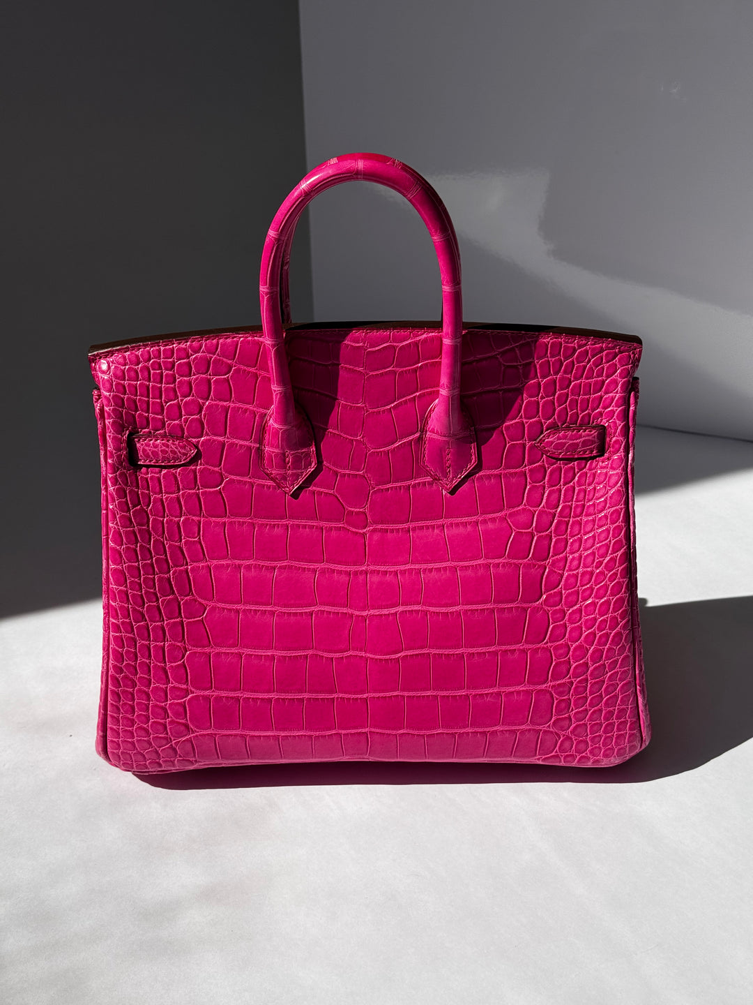 Hermès Birkin 25 Matte Alligator Rose Shocking Palladium Hardware 2019